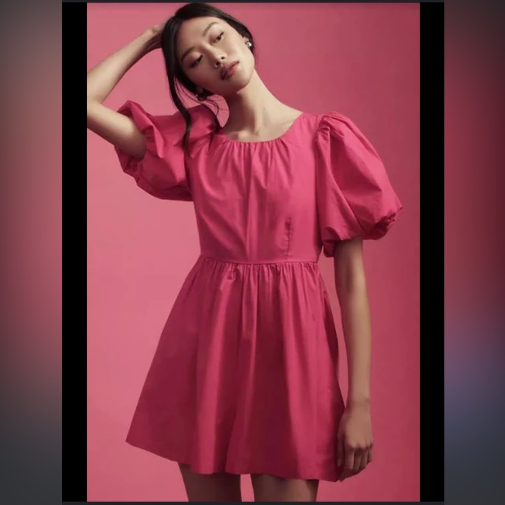 BY ANTHROPOLOGIE PUFF-SLEEVE ROMPER DRESS